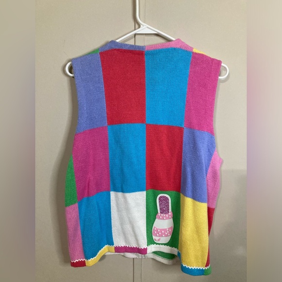 Vintage Susan Bristol Flip Flops Grandma Sweater Vest Size Medium - Picture 3 of 3